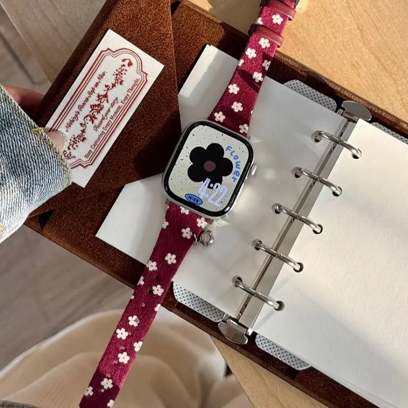 

straps for watch Women's wristwatch watch strap smartwatch Bracelet watch accessories connected watch belt 46mm flower red