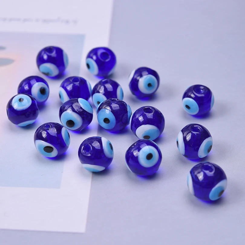 10/20/30 قطعة 10x10 مللي متر الخرز المستديرة فضفاض عين الشر تباعد الخرز الزجاجي المستخدمة لصنع المجوهرات الحرف سوار ذاتي الصنع إكسسوارات السائبة #5