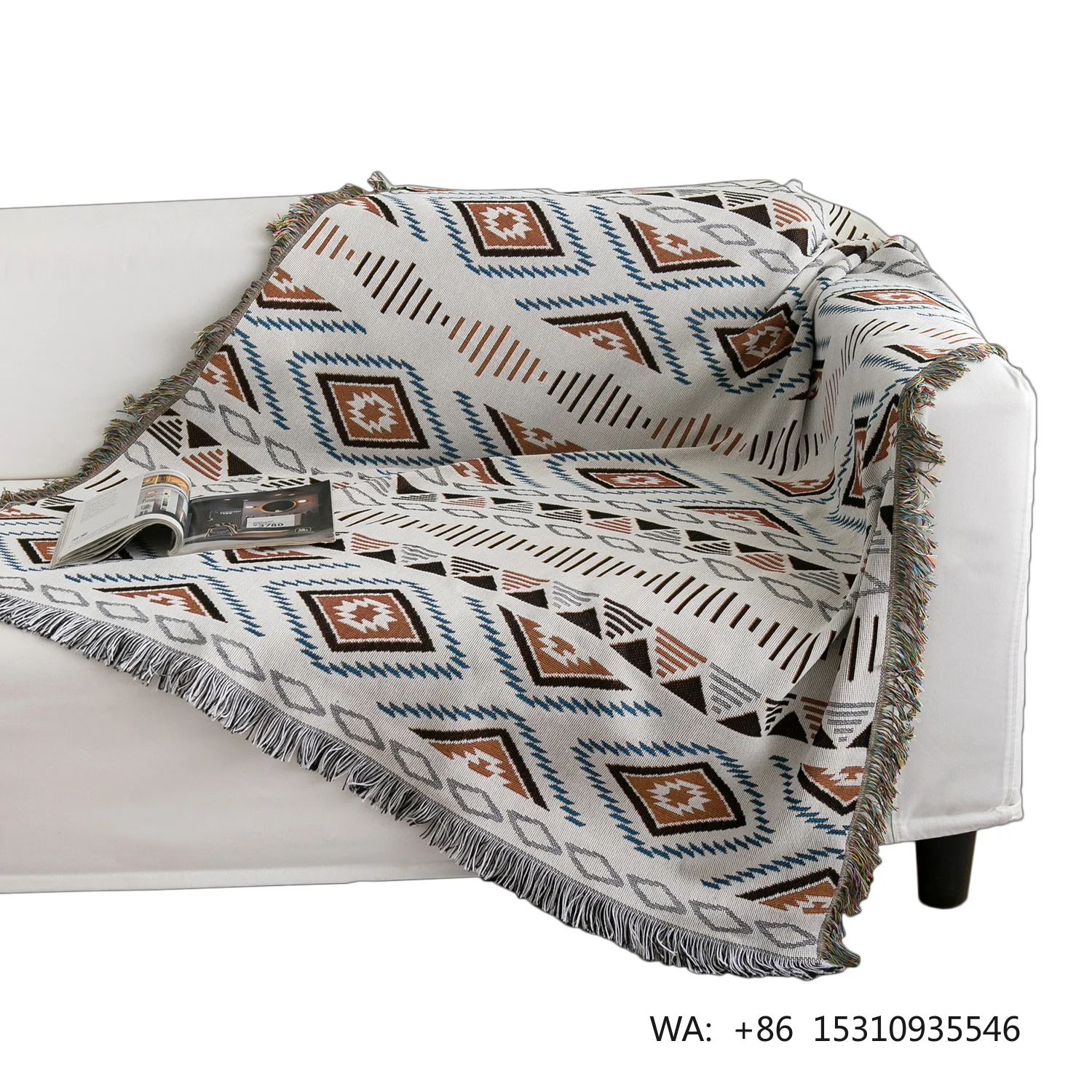 Soft Cotton Rug Geometric Printing Home Sofa Blanket Ethnic Style Custom Woven Blanket