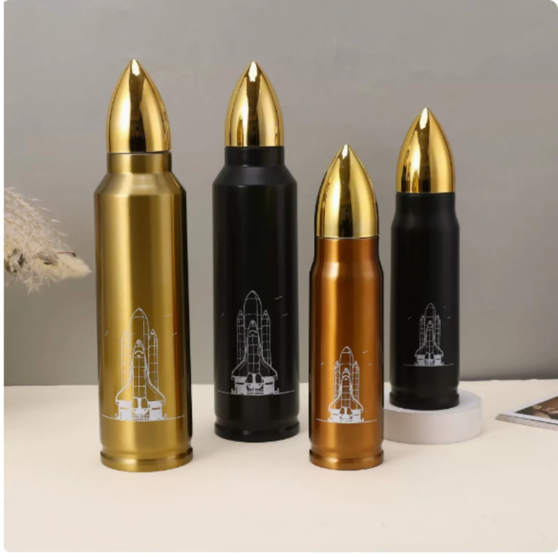 Creative Water Bottle, Bullet Cup Shape, Outdoor Sports Anti-drop Kettle, Portable Travel 304 Stainless Steel Thermos Cup