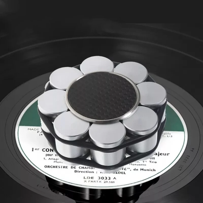 Stainless Steel Record Weight for LP Turntables - 280g Non-Slip Vinyl Stabilizer, Vibration Damping Disc Clamp =