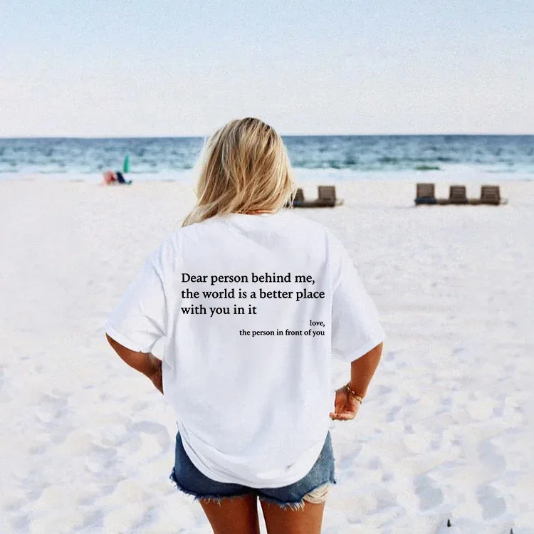 WOBDAEL You Are Enough Dear Person Behind Me T-shirts for Women Dropship Womens Casual Short Sleeve Tops Shirts T Shirt Clothes