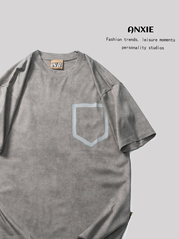 

Модная брендовая мужская футболка ANXIE с коротким рукавом и принтом тай-дай, летняя одежда в ретро-стиле, модная одежда для защиты от солнца