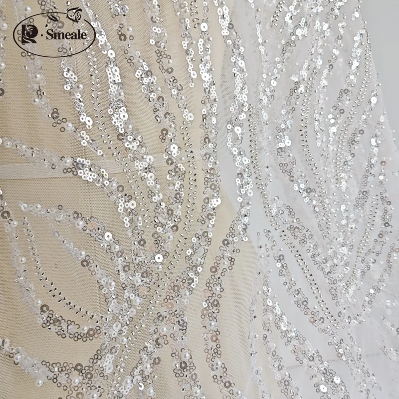 Luxus Abendkleid Stoff, High End Custom, Perlen Pailletten, Hochwertig, Spitzens toff, Hand Näht, RS4272 – Detail 5