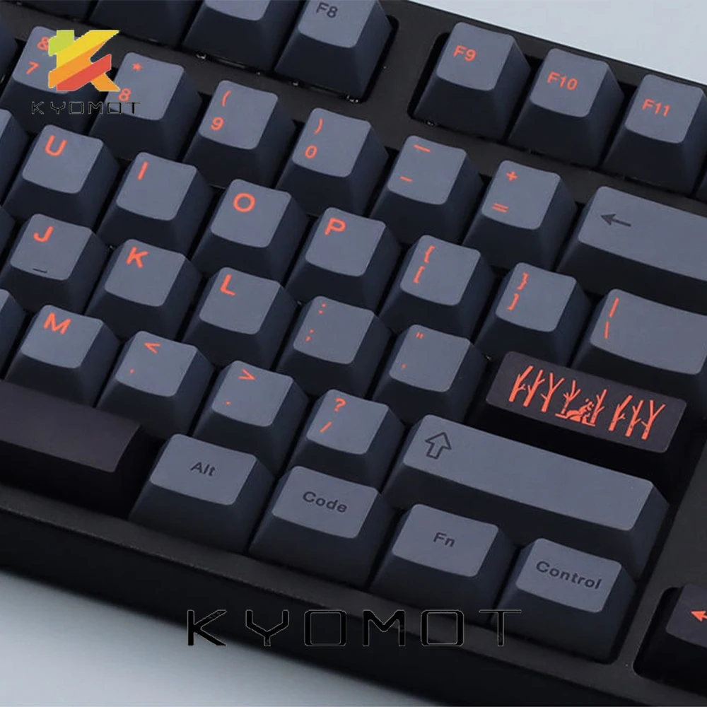 Kyomot 139 teclas gmk cinza chama keycaps pbt corante sub cereja perfil para mx interruptor diy teclado mecânico 61/64/68/87/96/104/108