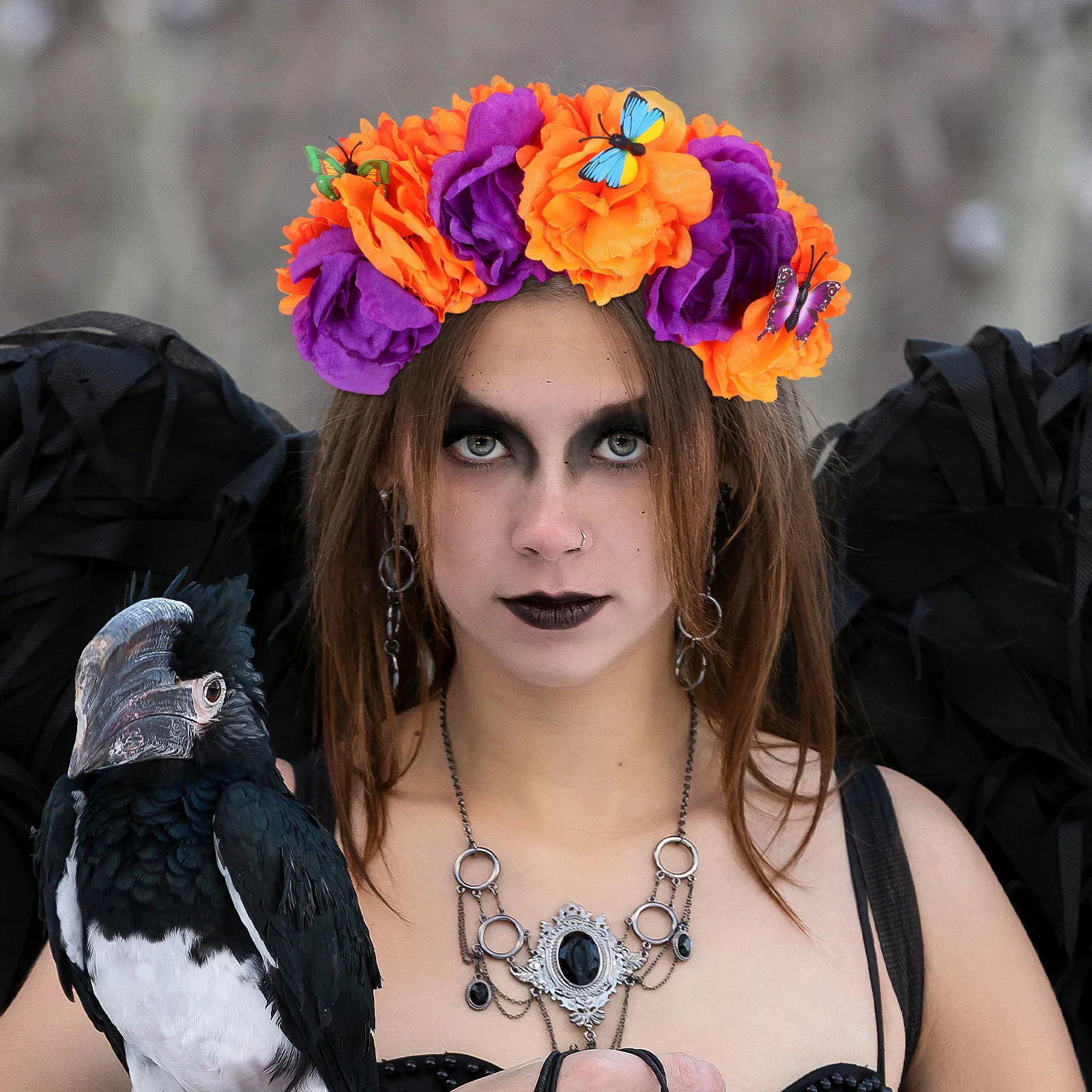 

Whimsical Mexican Flowers Headband Day of Dead Headpiece Festival Costume Rose Hair Hoop Halloween Floral Crown