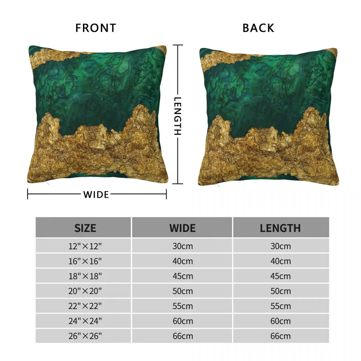 Green Gold Mixed Media Square Pillowcase Polyester Linen Velvet Pattern Zip Decorative Room Cushion Cover