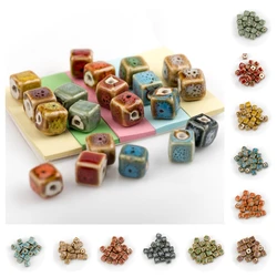 8# 10# 20pcs Square Shape Porcelain Ceramic Bead For Jewelry Making DIY flower Jewlery&Accessories ceramics beads #A519C