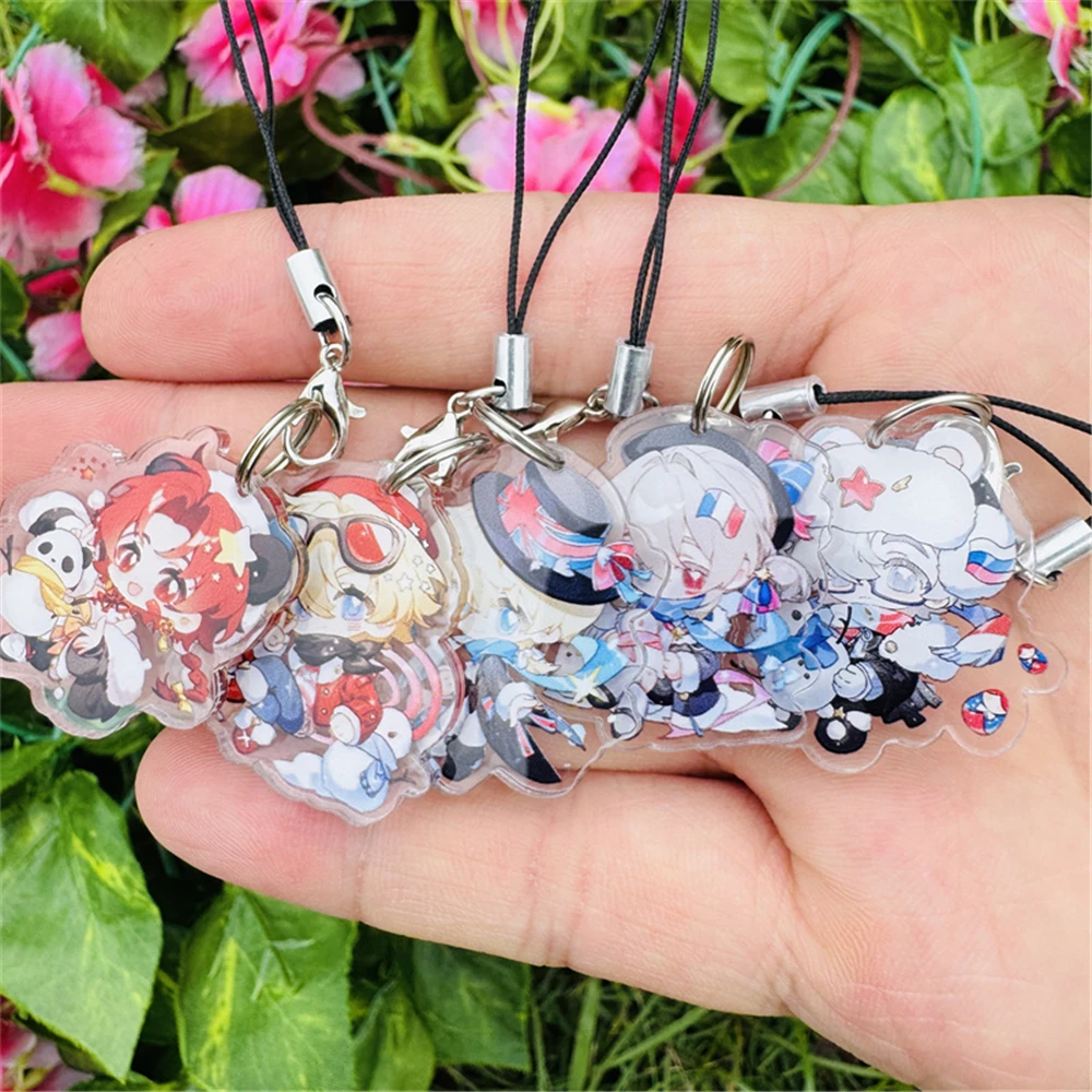 애니메이션 국가 사람들 미국 영국 프랑스 중국 러시아 코스프레 의상 휴대폰 펜던트 액세서리 소품