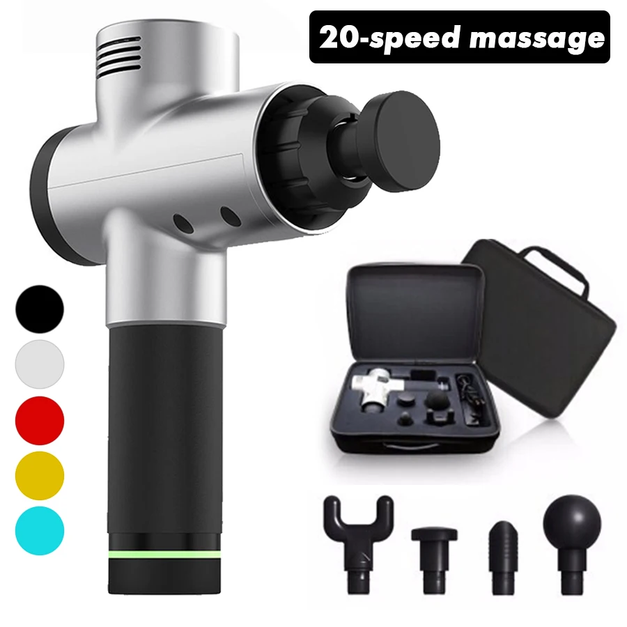 

Muscle Massage Gun 20 Speeds Percussive Vibration Therapy Deep Tissue Massager Relax Pain Relief Fascia Massage Machine 4 Heads