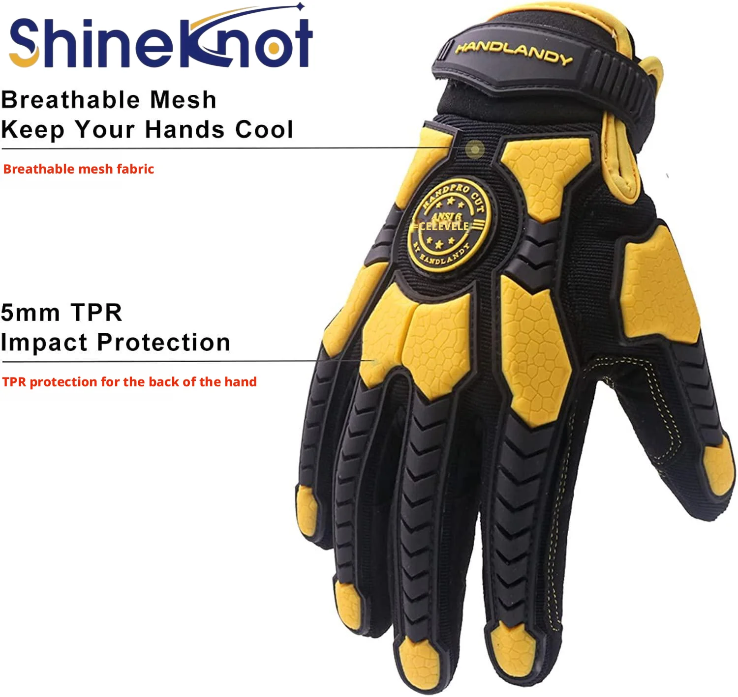 SHINEKNOT Grade 6 Anti Cutting Protective Gloves Pvc Wear-Resistant Tpr Protective Gloves For Heavy Industry Oil Fields