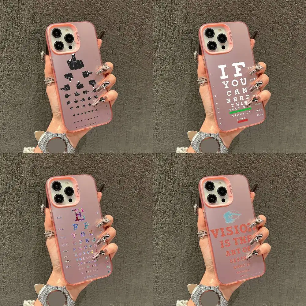 

Medical Eye Vision Chart Phone Case For iPhone 16,15,14,13,12,11,Mini,Pro,E,SE4,XS,MAX Pink IMD Box
