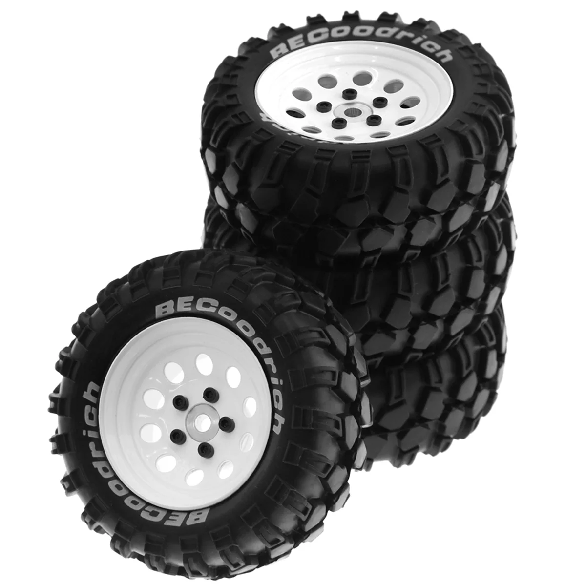 

4Pcs 93mm Metal 1.9Inch Beadlock Wheel Rim Rubber Tire Set for 1/10 RC Crawler Car ,10 Holes 12mm