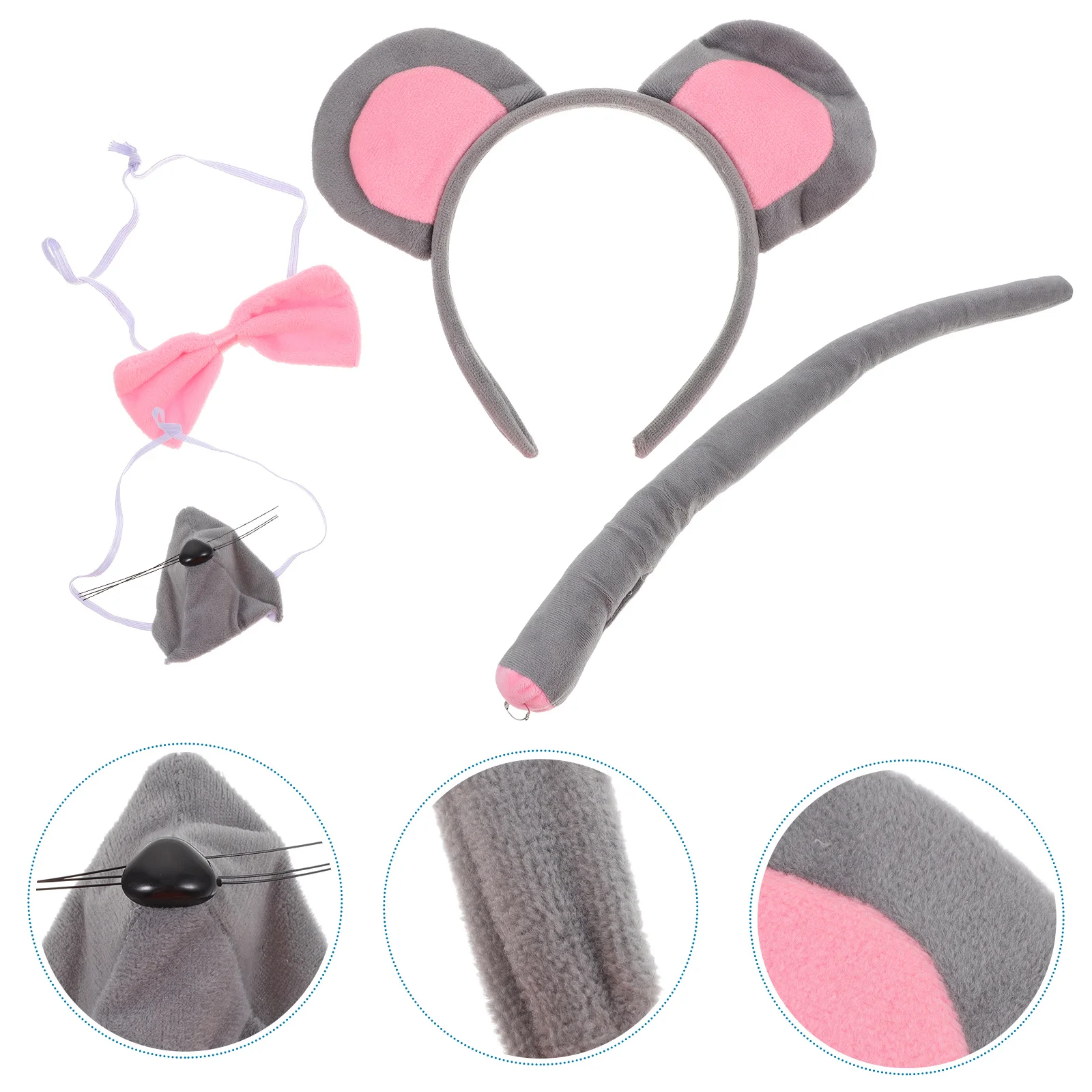 Zestaw Kostiumu Myszy z Uszami Opaska na Głowę Ogon Nos Rękawiczki Muszka Strój Zwierzęcy Cosplay dla Dzieci Dekoracje na Przyjęcia Przebranie