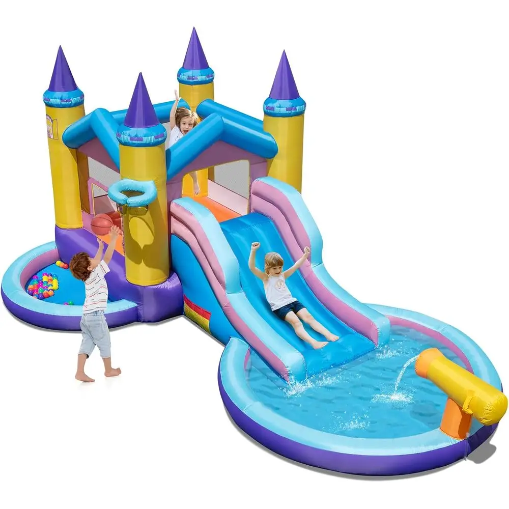 膨らませるウォータースライダー、ボールプールとスプラッシュプール付きの屋外用ウォーターパーク、バウンスハウスウォータースライダー