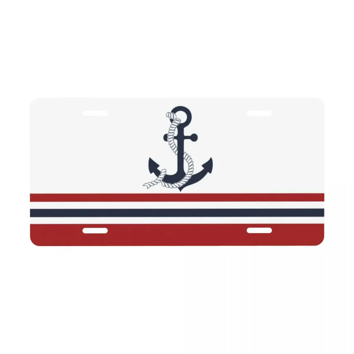 Custom Nautical Blue Anchors With Stripes License Plate Cover Sailor Decoration Vanity Tag Aluminum Metal License Plate Sign