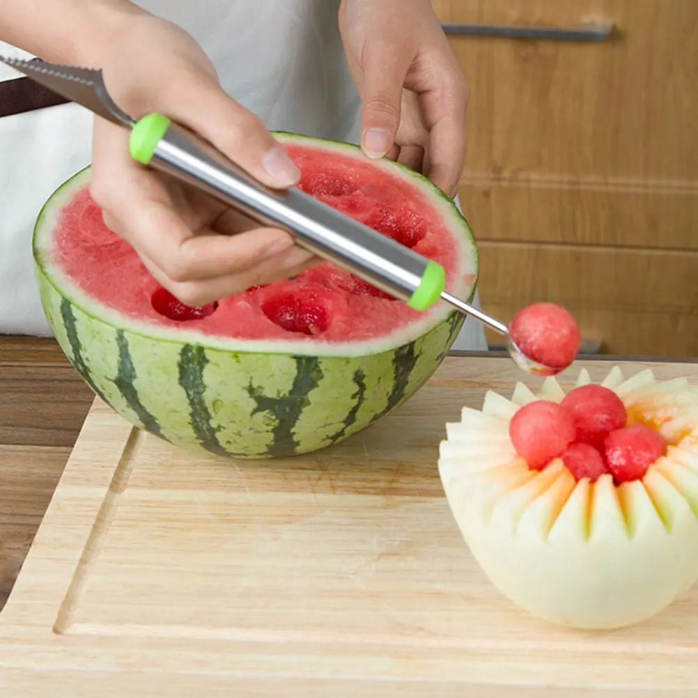 

2pcs Watermelon Scooper Stainless Steel Melon Baller Ice Cream Spoon Kitchen Tool Fruit Dessert Ball