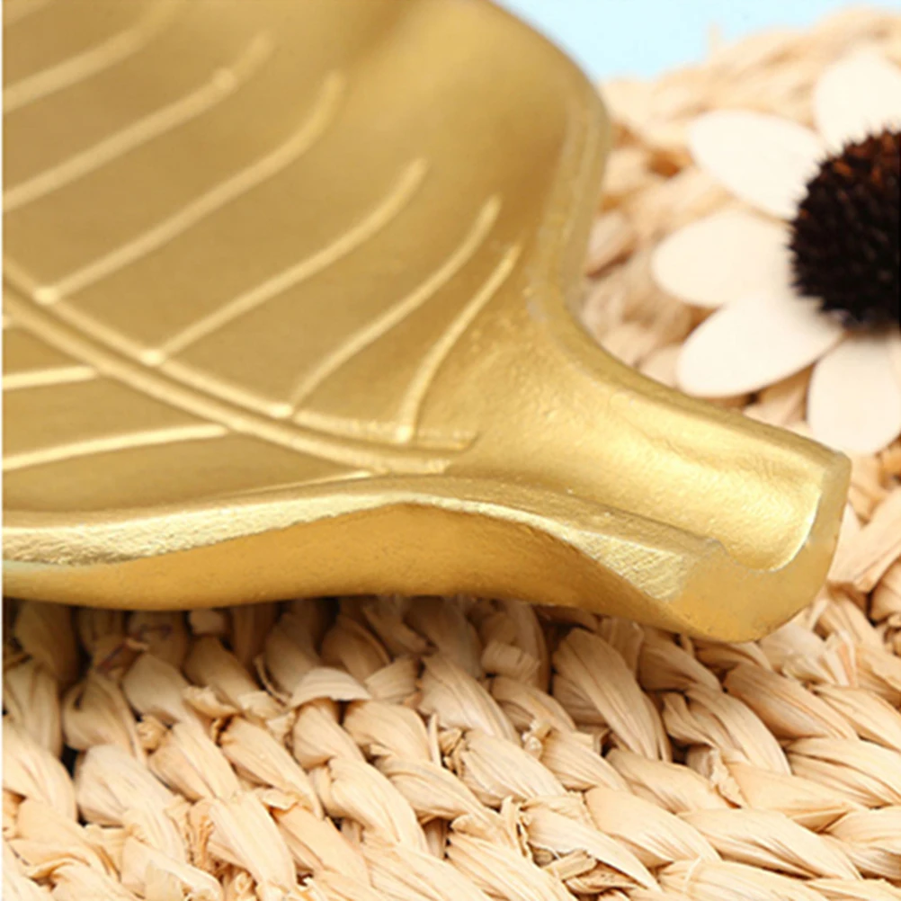 

Coffee Table Decorations Candy Plate Snacks Storage Dish Candies Tray Golden Leaf
