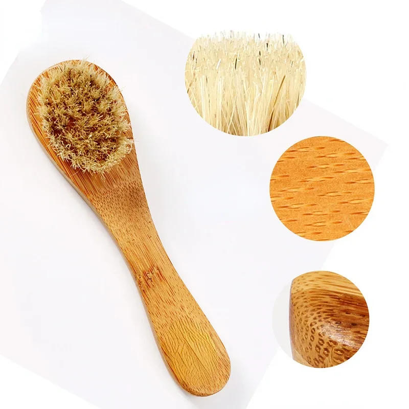 1PCS Beauty Skin Care Brush Face Cleansing Brush Soft Natural Bamboo Hair Facial Cleansing Massage Portable Wash Deep Clean Face