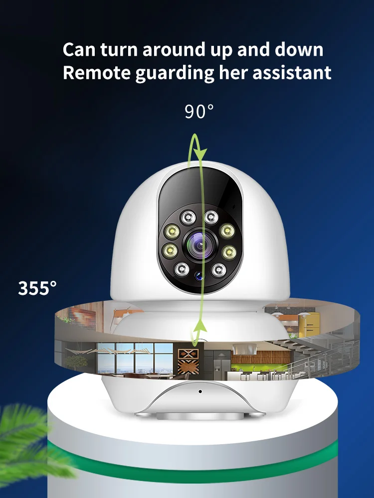 2MP 1080P 390Eyes APP 2.4G&5G Dual Band WIFI Wireless PTZ IP Dome Camera AI Face Full Color Home Security CCTV Baby Monitor