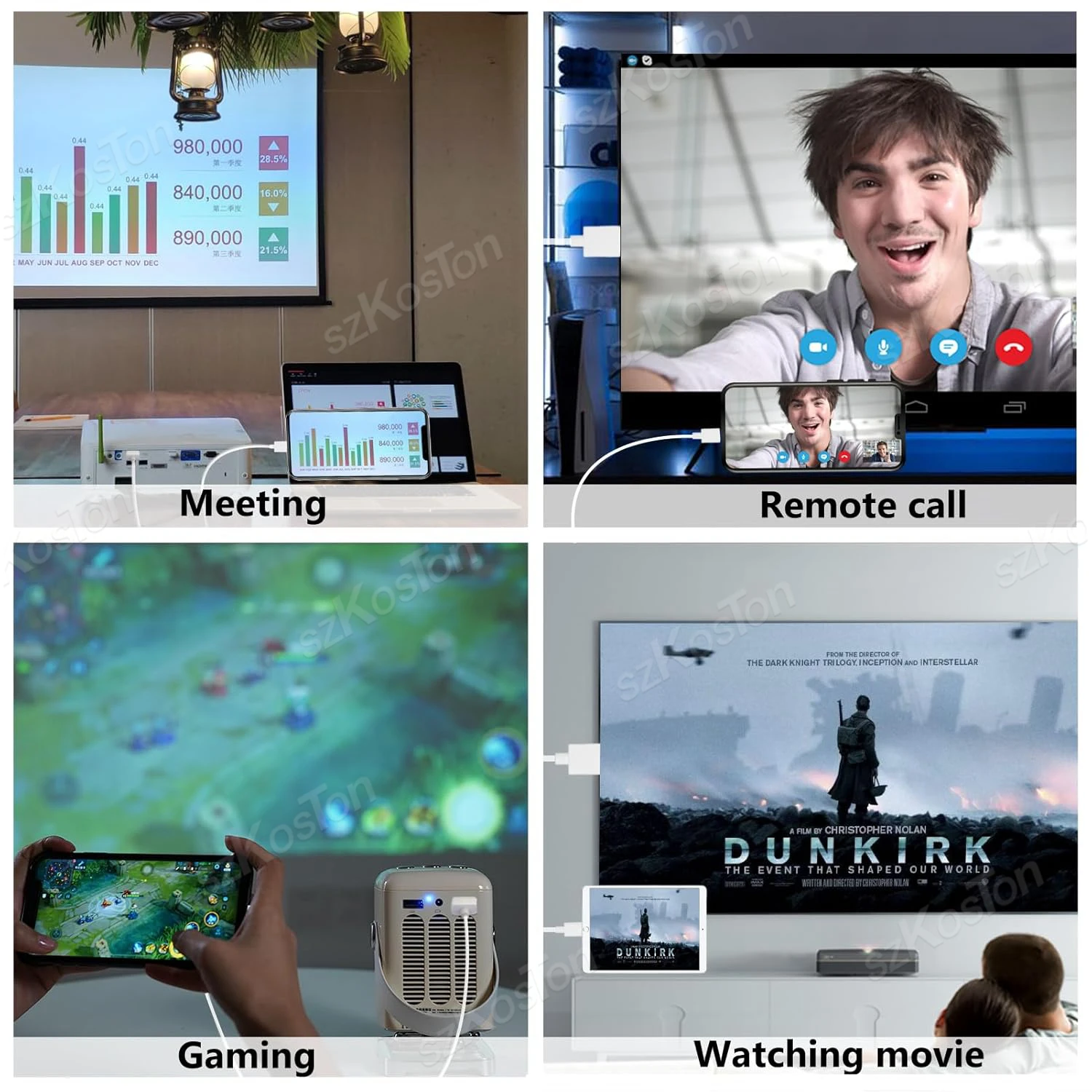 HDMI互換ケーブル,HDビデオプロジェクターモニター,デジタルAVアダプター,同期スクリーンコネクター,1080p,14, 13, 1080p