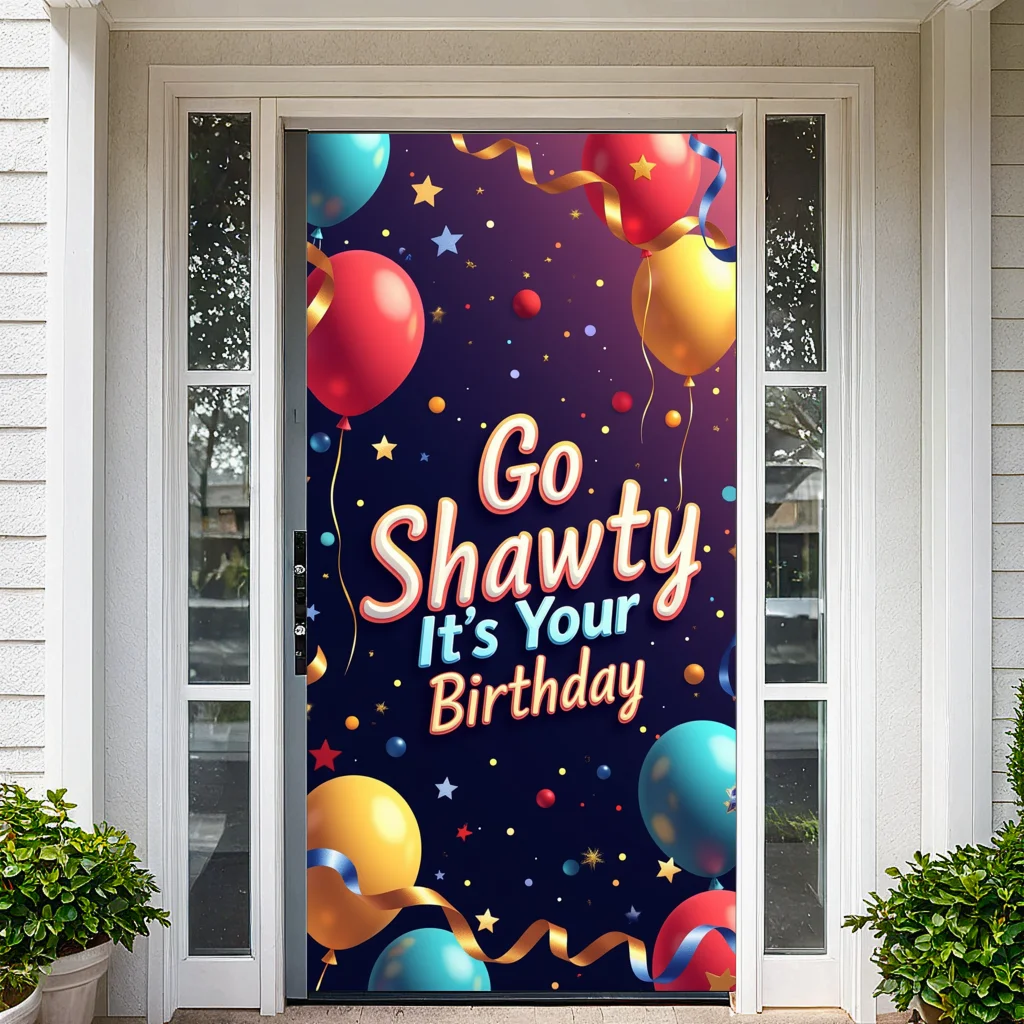 Celebration Banner Birthday Backdrop Colorful Balloons Background Go Shawty Its Your Birthday Party Decorations