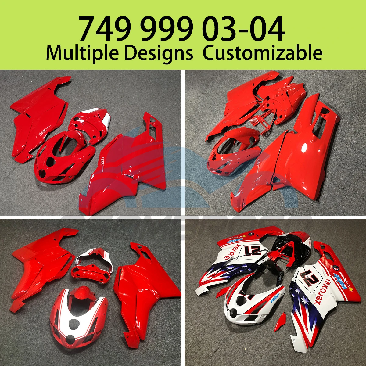 

Aftermarket Parts Fairings for Ducati 749 999 2003 2004 Motorcycle Bodywork Fairings ABS Injection Molding Fairing Kit 03 04