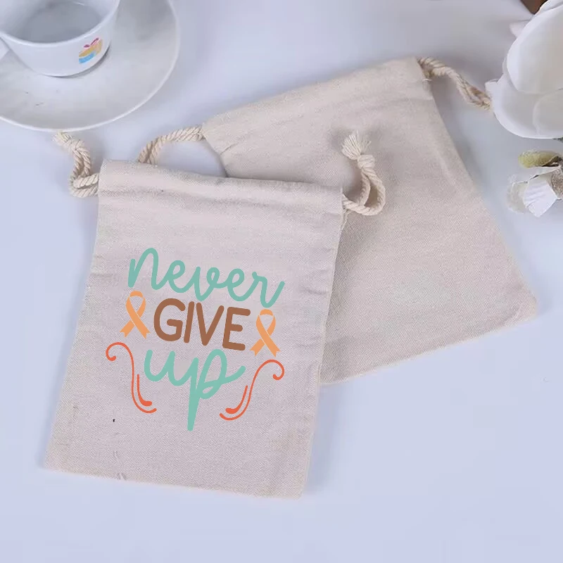 

10pcs/Colorful English Short Sentence Printed Portable Bundle Bag Sail Cotton Drawstring Small Gift Wedding Candy Bag