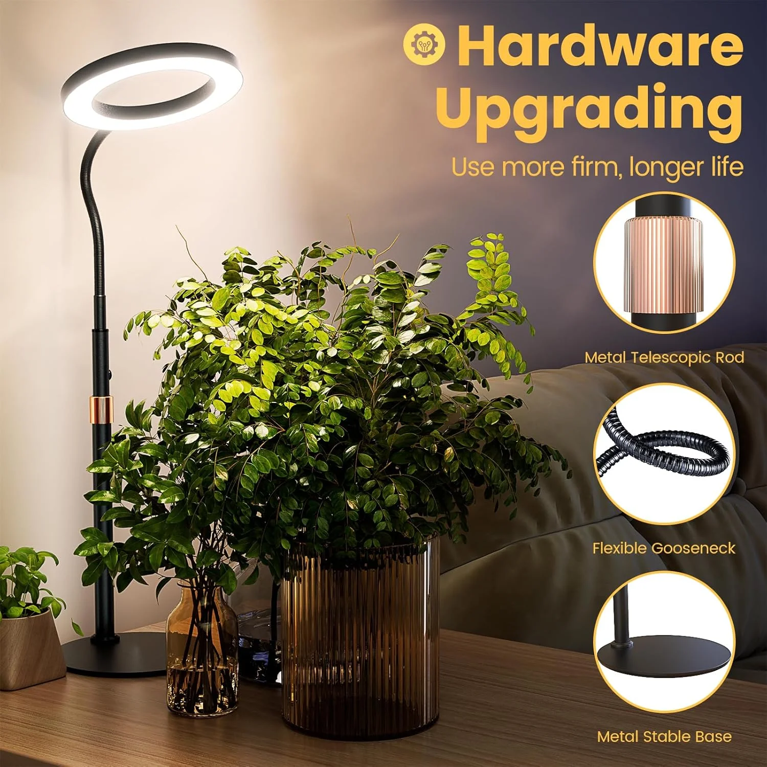 Plant Light for Indoor Plants Growing Full Spectrum Desk Grow Lamp with Pedestal Automatic Timer for 3H/9H/12H 10Dimmable Levels