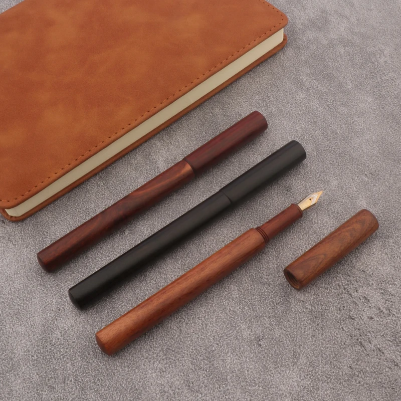 Luxury 220 Wood Fountain Pen Pure Wooden Spin Style Office School Supplies Writing Ink Pens New free Customized Logo