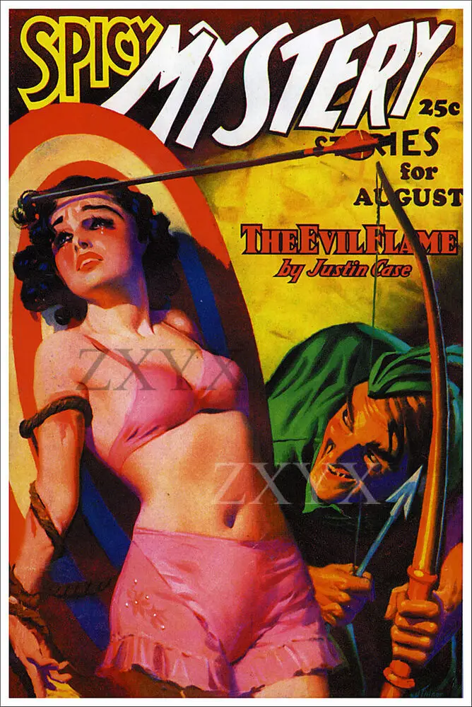 Spicy Mystery Stories The Evil Flame Vintage Pulp Magazine Cover Art Poster