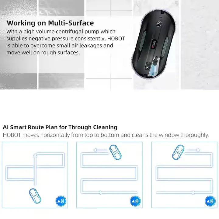 HOBOT 388 Detergente per finestre magnetico per esterni commerciale a doppio lato Magnete / Detergente per finestre in vetro con telecomando wireless automatico