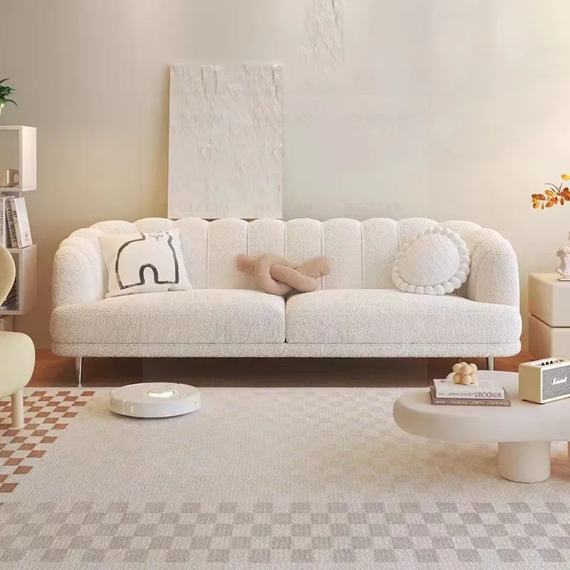 

Fabric Armchair Sofa White Lambswool Bedrooms Lounge Modern Couch Tatami Designer Unique Big Sofa Inflavel Living Room Furniture