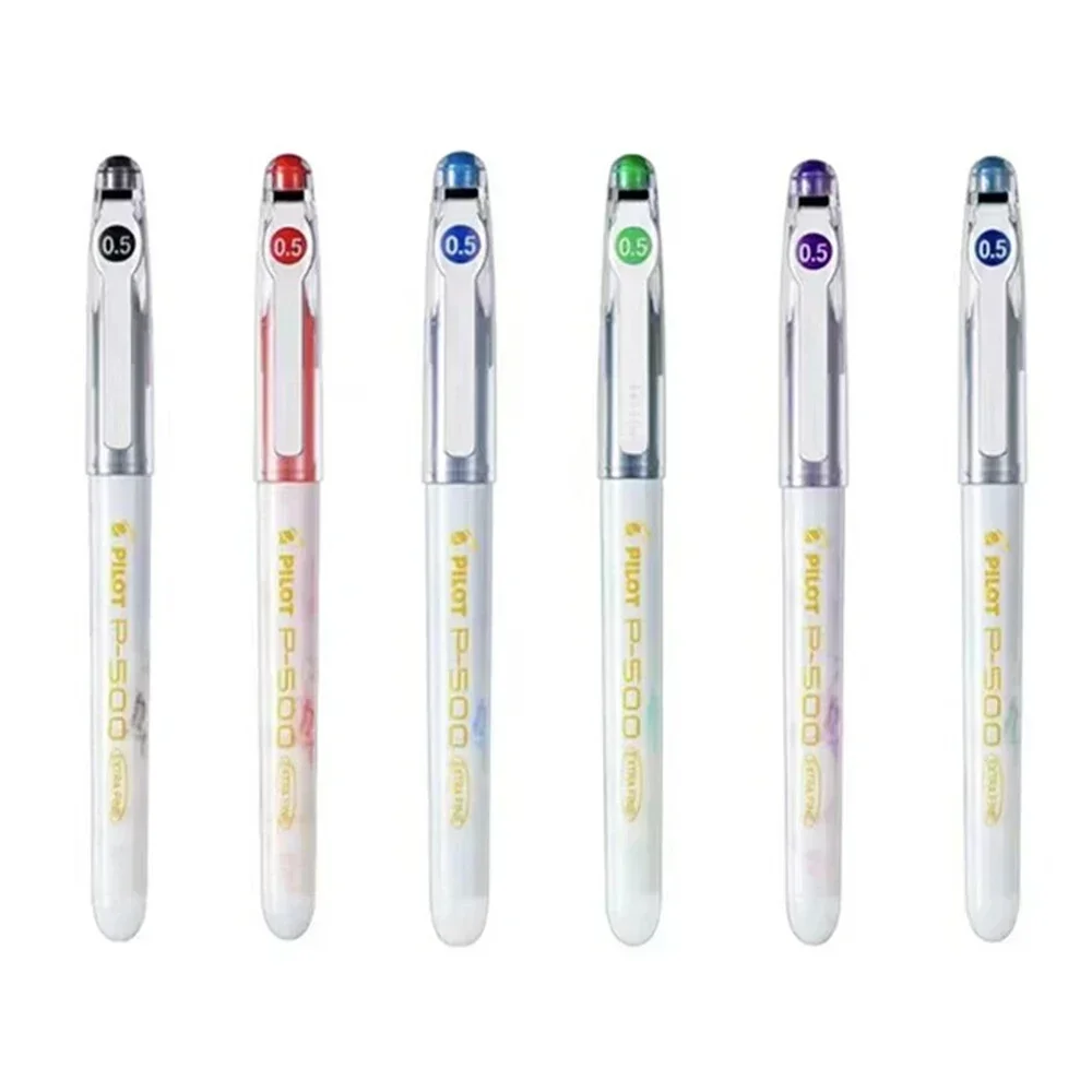 6pcs Japan PILOT Needle Gel Pen Limited New Gold Label P500 Straight Liquid Large Capacity Signature Pen 0.5mm Stationery