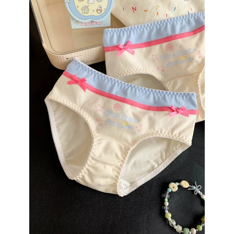 New Women Cotton Underwear Seamless Panties Sexy Panty Female Print Cartoon Bow Plus Size Underpants Girls' Lingerie Briefs