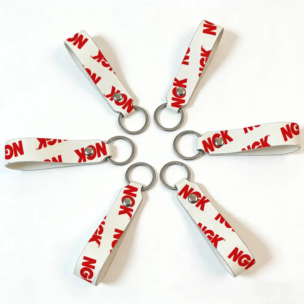Fashion For Ngk PU Leather Motorcycle Keychain Universal Motorbike Key Ring Holder For Riders Men Gift
