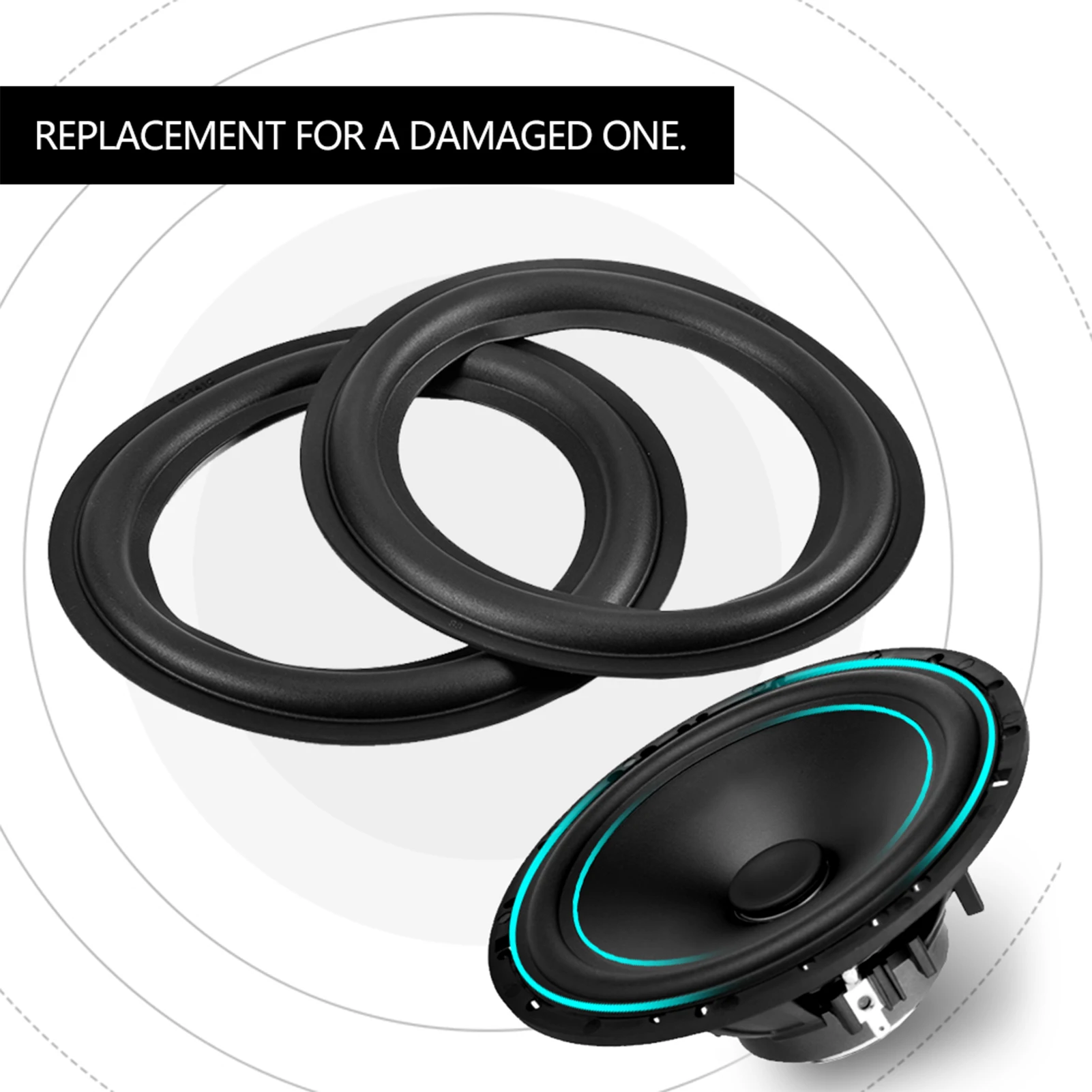 2pcs 6inch/156mm Perforated Rubber  Surround Speaker Repair Parts Replacement Black Speaker Surround  Speaker