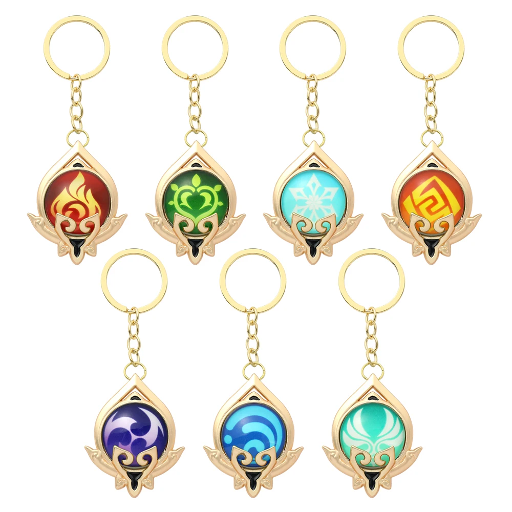 Genshin Impact Account Keychain Anime Game Genshi Impact Vision Element God\'s Eye for Men Key Chain Kids Accessories Key Ring