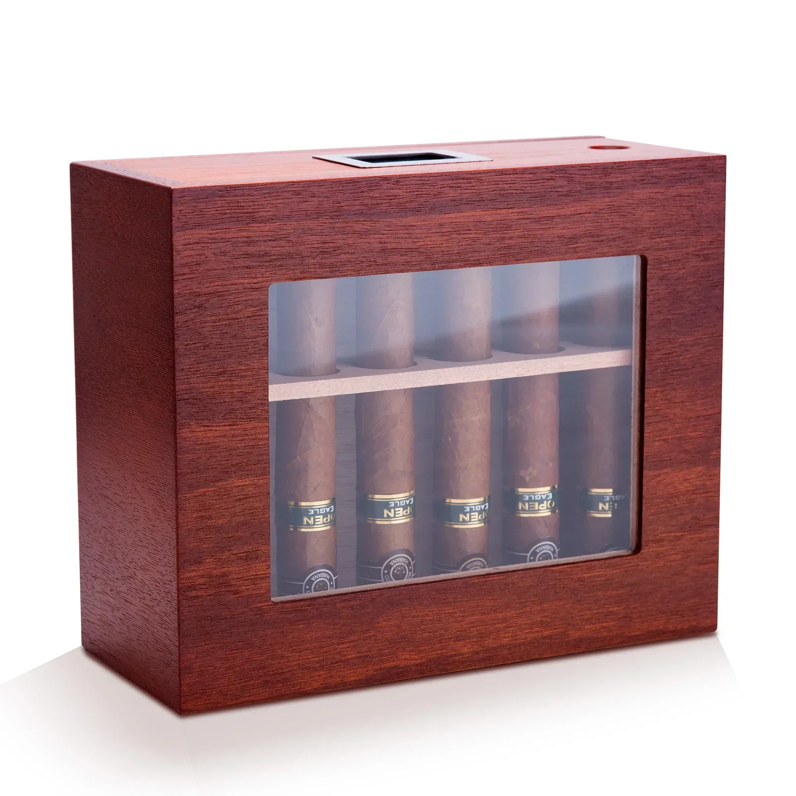 Natural Cedar Wood Humidor For 12 pcs Cigars With Hygrometer Humidifier Glass Window Portable Travel Cigar Humidor Smoking Tool