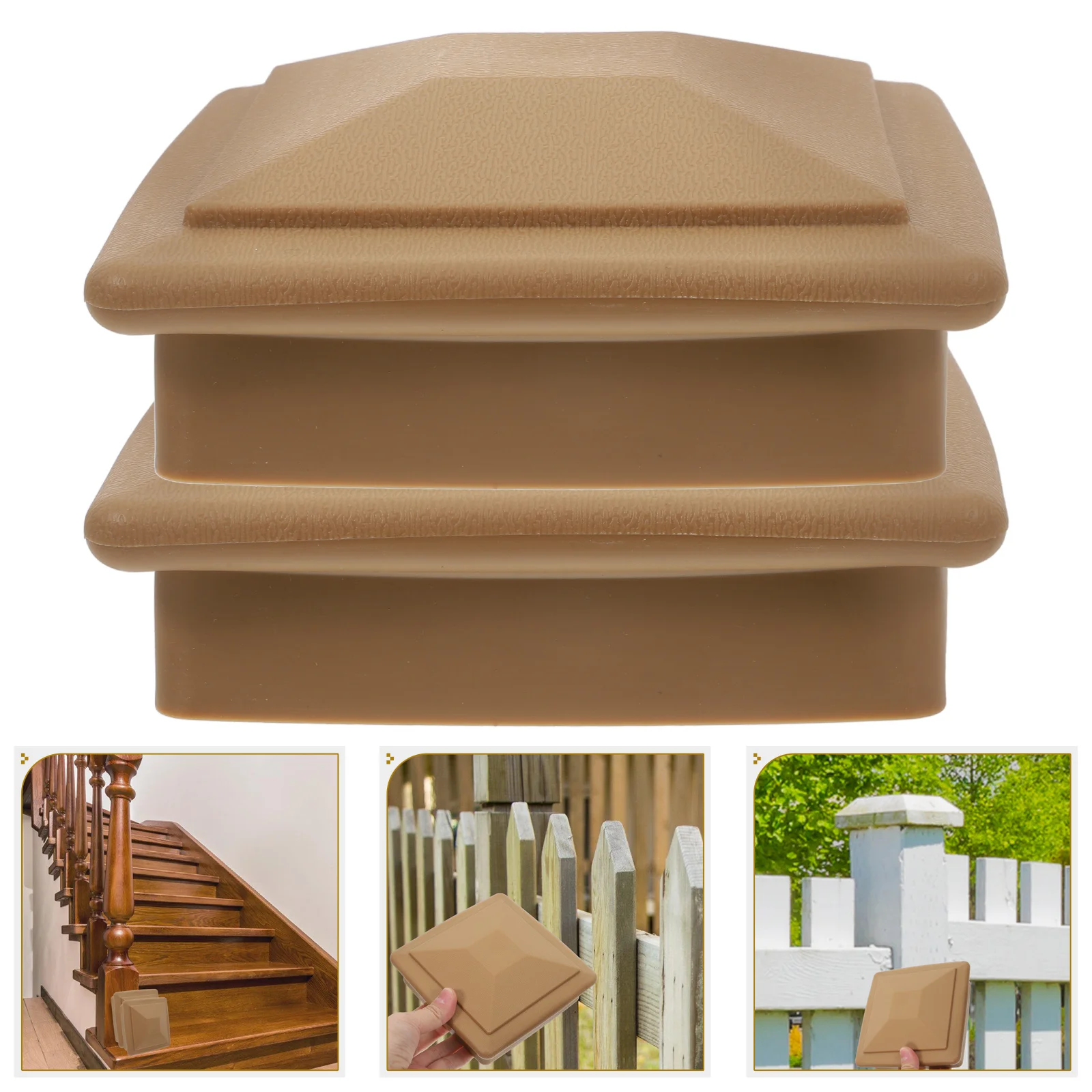 

2 pcs Fence Post Caps Deck Column Cover Connector Waterproof Decorative Pyramid Mailbox Piling Parts Garden Supplies