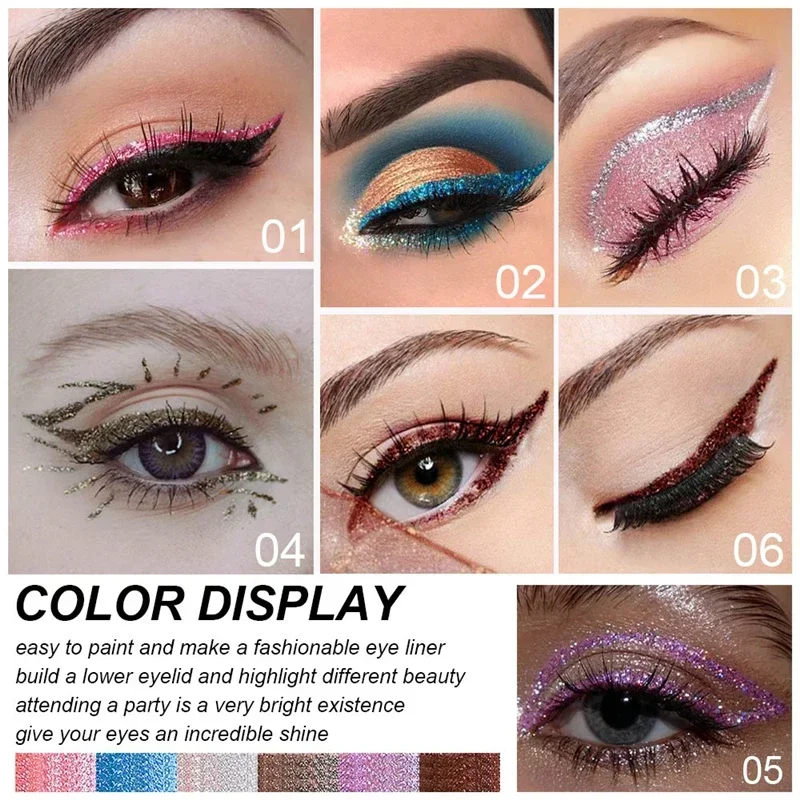 Heallor Glitter Matte Kleurrijke Vloeibare Eyeliner Langdurig Waterdicht Niet-vlekkend voor vakantiefeesten Make-up Gereedschap Cosmetica 12