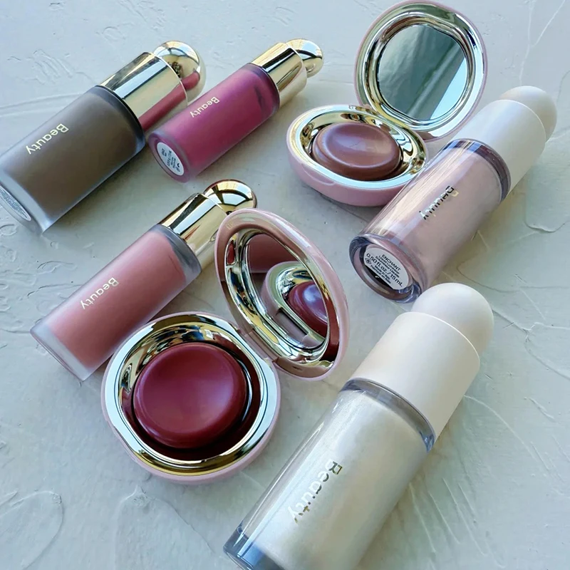 جديد برونزية السائل أحمر الخدود أحمر الشفاه عيون الإنارة تسليط الضوء على الخد أحمر الخدود مقاوم للماء الوجه كونتور الظل ملمع الشفاه طبطب ماكياج #1