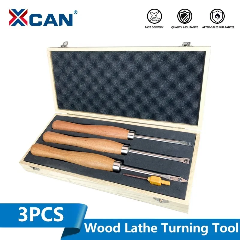 XCAN Wood Lathe Turning Tool 3pcs Turning Tool Set with Carbide Insert for Wood Lathe Machine Carbide Lathe Chisel