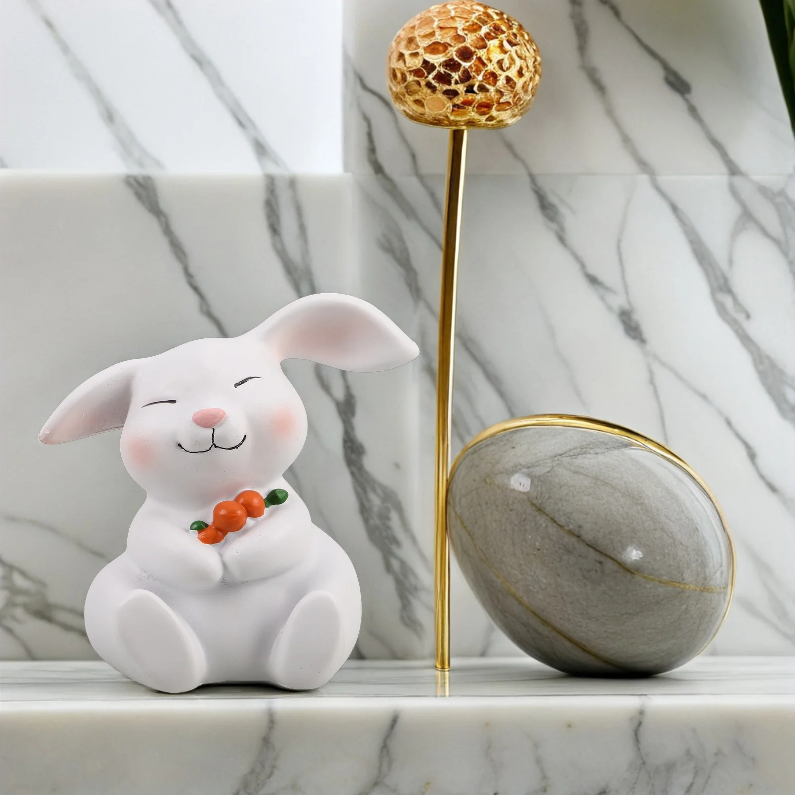 

Easter Bunny Resin Rabbit Statue Cute Spring Decoration Home Decor Farmhouse Rustic Bunny Ornaments Resin Rabbit Sculpture
