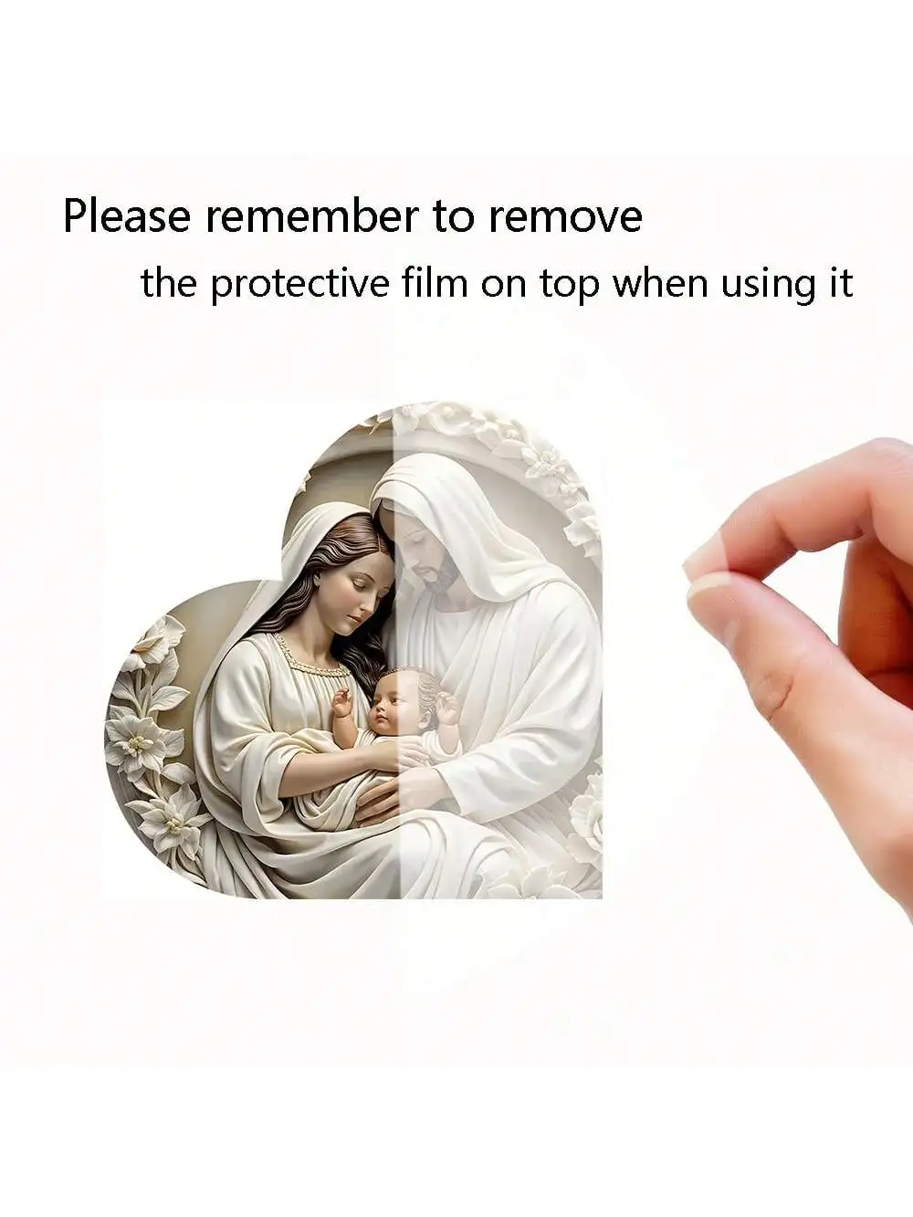 1 قطعة الاكريليك على شكل قلب يسوع الولادة الديكور تمثال صغير هدية دينية مقاوم للماء لغرفة المعيشة مكتب غرفة نوم منضدة