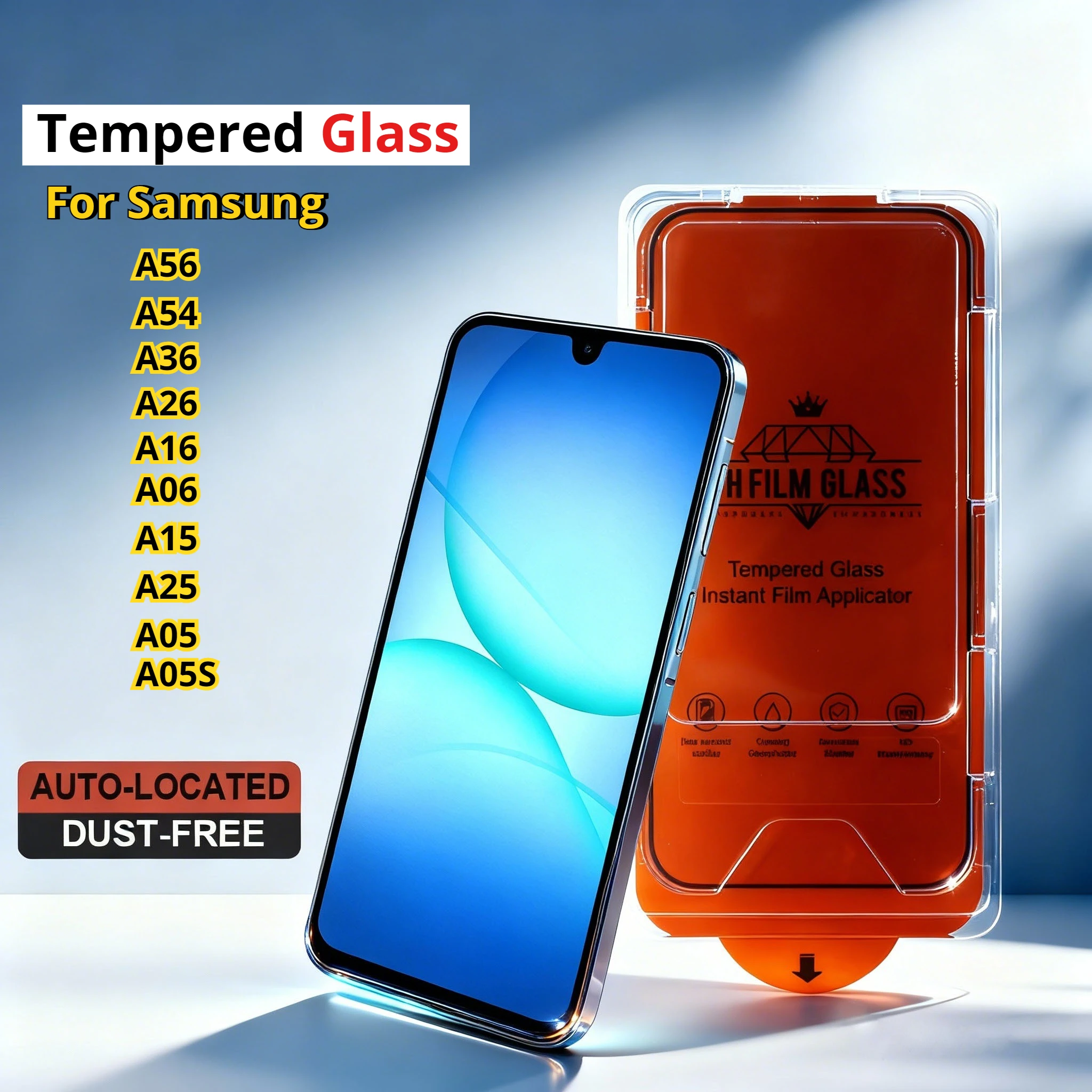 Staubfreies Temperierglas für Samsung A56 5G A55 A36 A24 A35 A54 A26 A16 A24 A06 A15 A07 A05 A05S A34 A17 A34 Displayschutzfolie