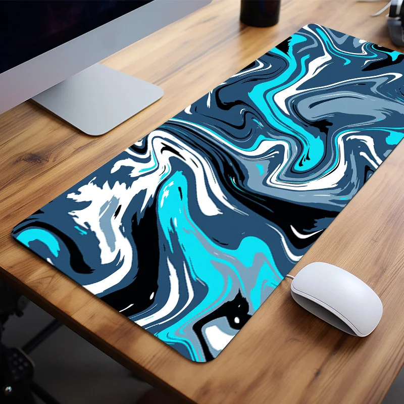 Topographic Abstract Waves Mouse Pad Blue Desk Mat Large Desk Pad Suitable for Office Home Work Perfect Gift for Boyfriend