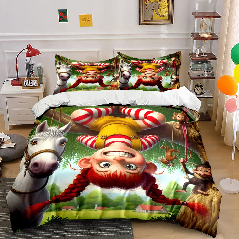 Red-haired girl hanging upside down Printed Duvet Cover Set1 Duvet Cover+2 PillowcaseMulti Size Bedroom Bedding Decoration