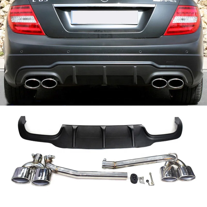 

Stainless Steel No logo Muffler Tip Exhaust Pipe Exhaust Tip for 08-13 Benz W204 C180 C200 C260 C300 C63 Diffuser Body Kit