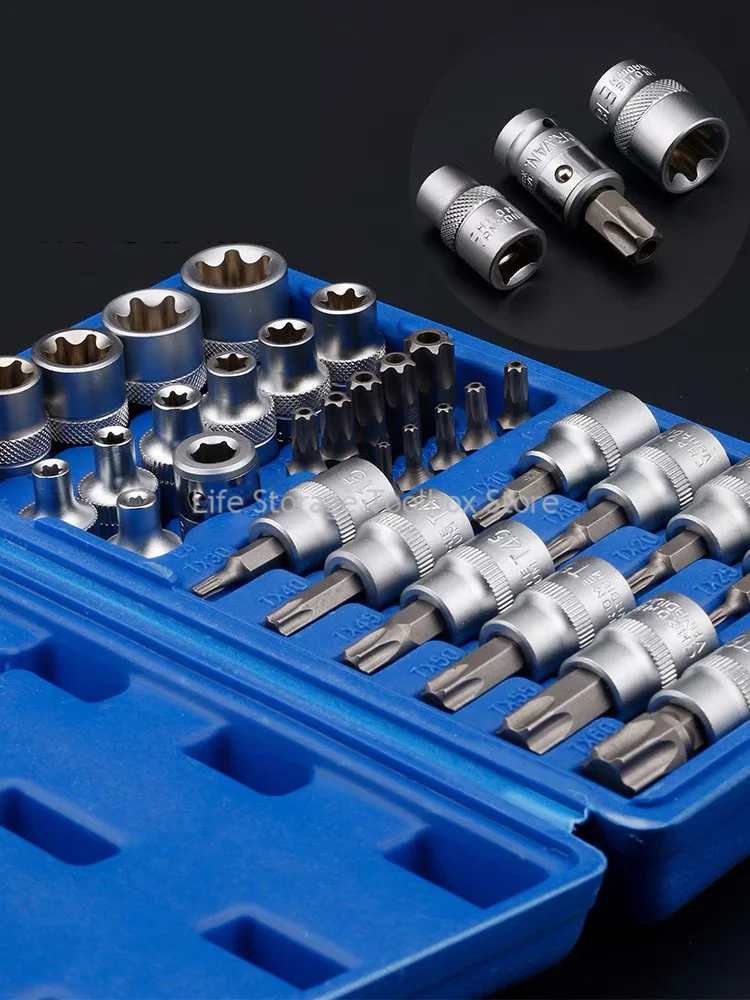 Imagem -04 - Conjunto de Soquete Chave de Torque Catra Torx Estrela Conjunto de Ferramentas Chave Trox para Reparo do Carro Ferramenta Manual E-bits Drive 34 Peças